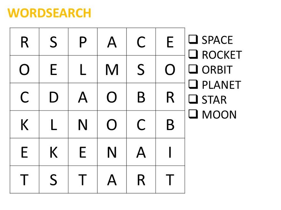 Space Word Search Printable Activity Shelter