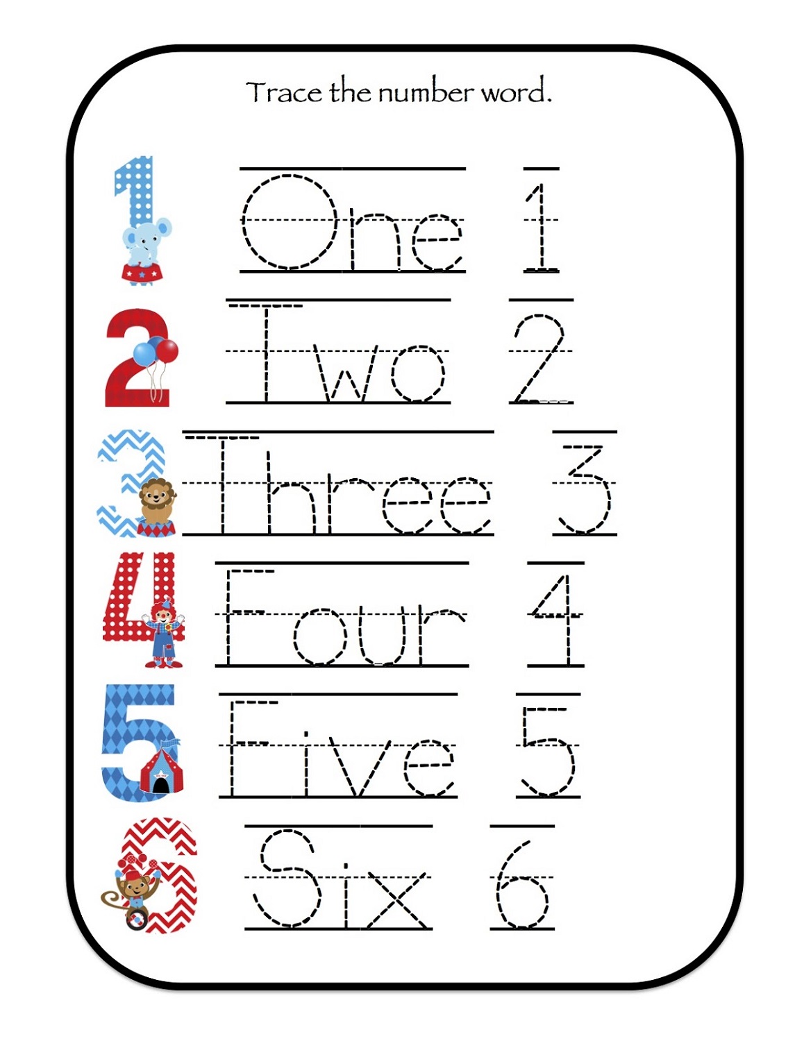 Trace the Numbers Worksheets | Activity Shelter