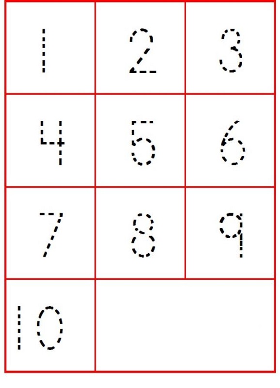 trace the numbers kindergarten