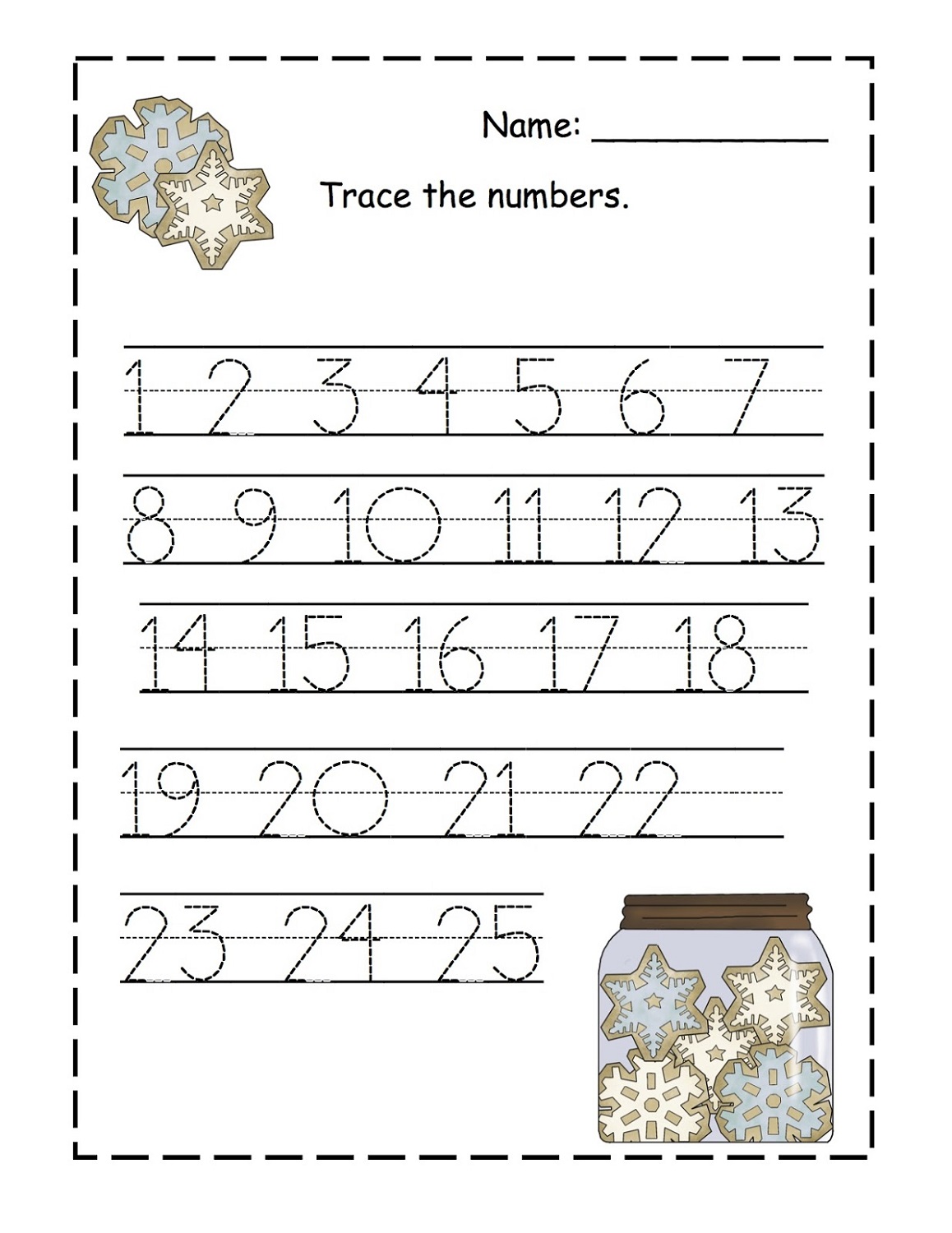 trace the numbers worksheet