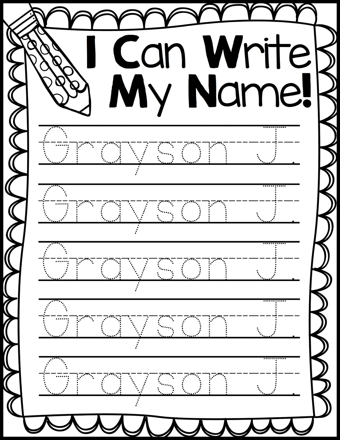 Traceable Name Worksheets | Activity Shelter