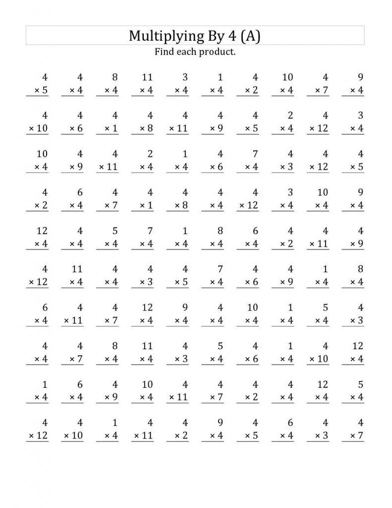 Easy 4 Times Table Worksheets Activity Shelter