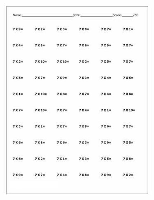 7 times tables worksheet multiplication