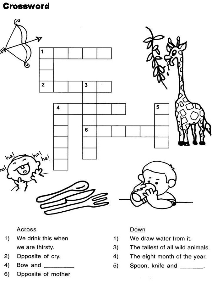 crossword puzzle kids printable