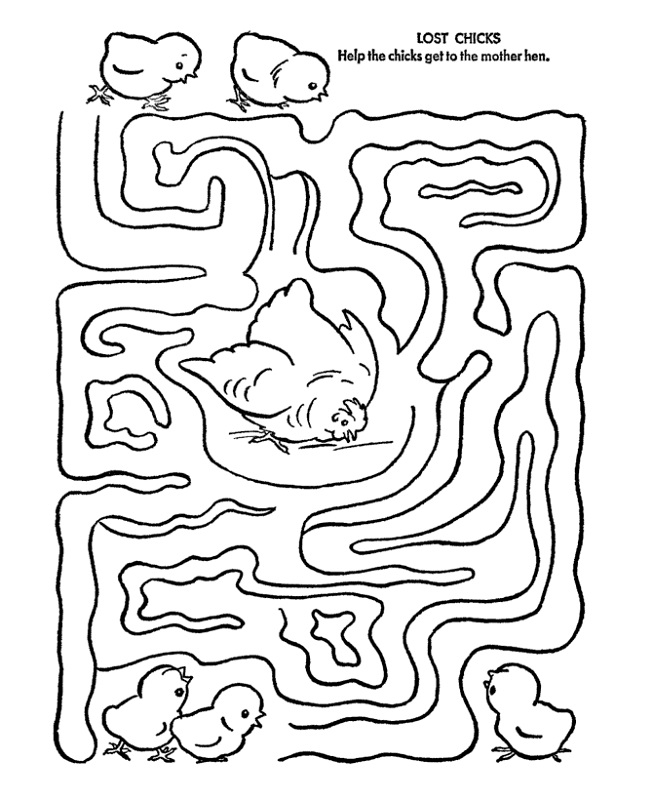 maze puzzles for kids chicken