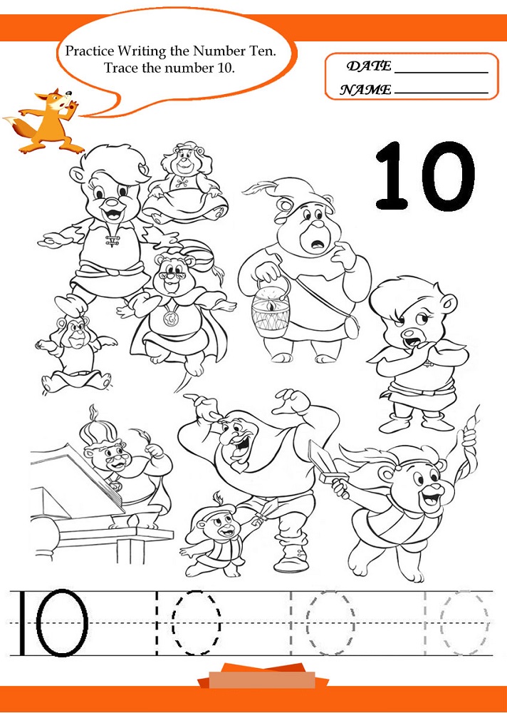 number 10 worksheets pre k