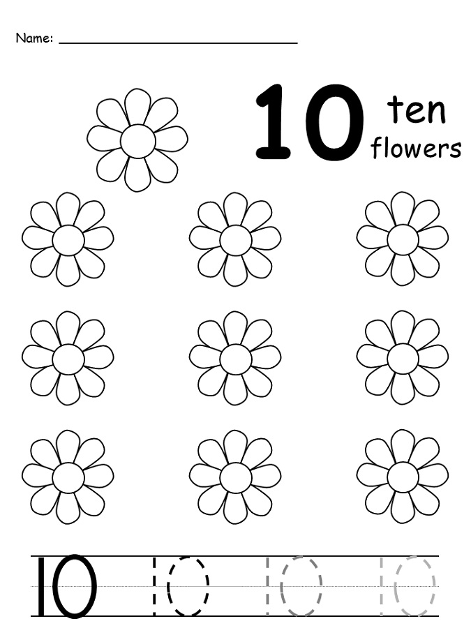 number 10 worksheets printable