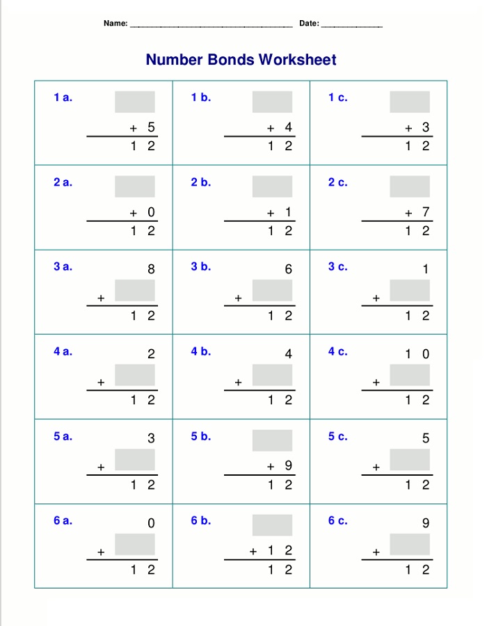 number 12 worksheet bond