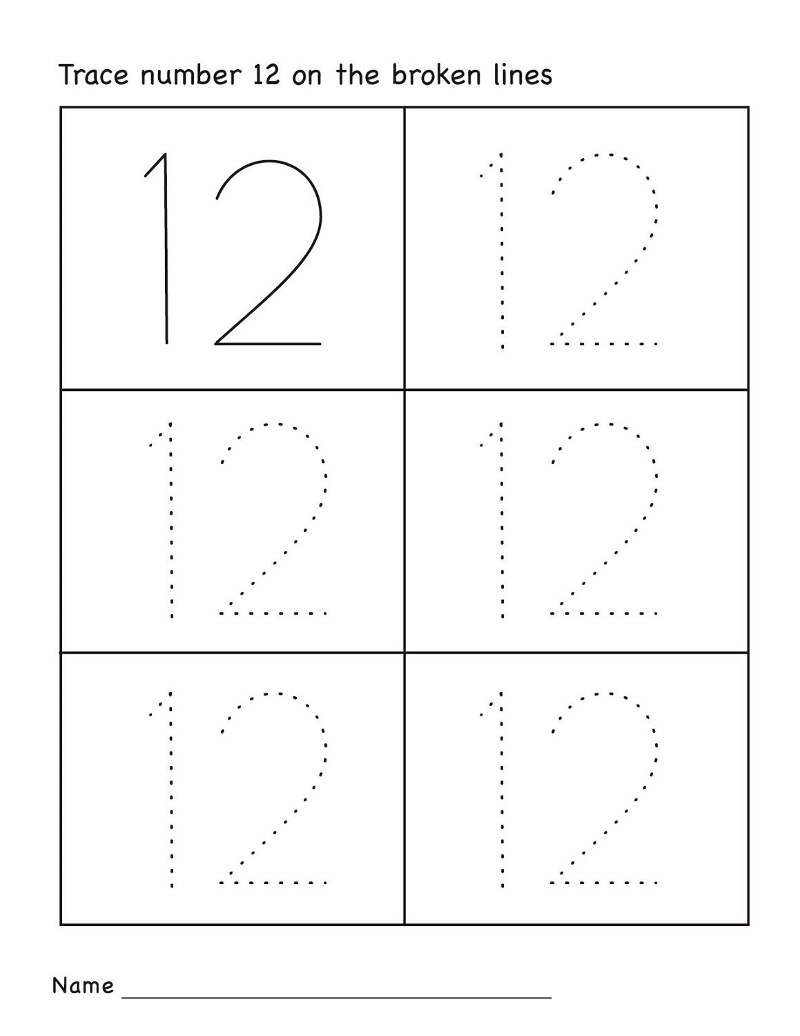 number 12 worksheet preschool