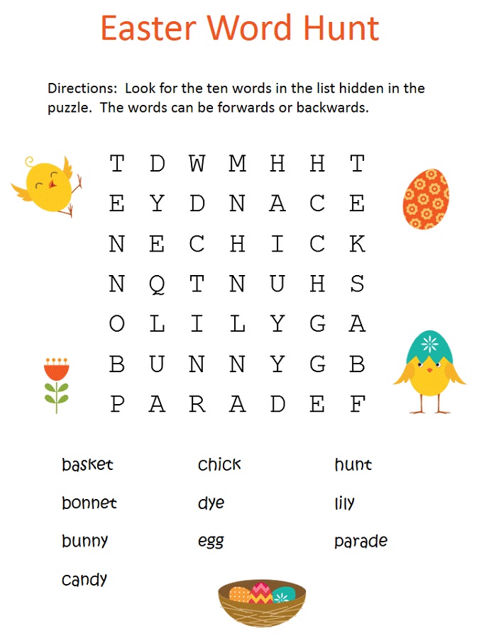 simple word search easter