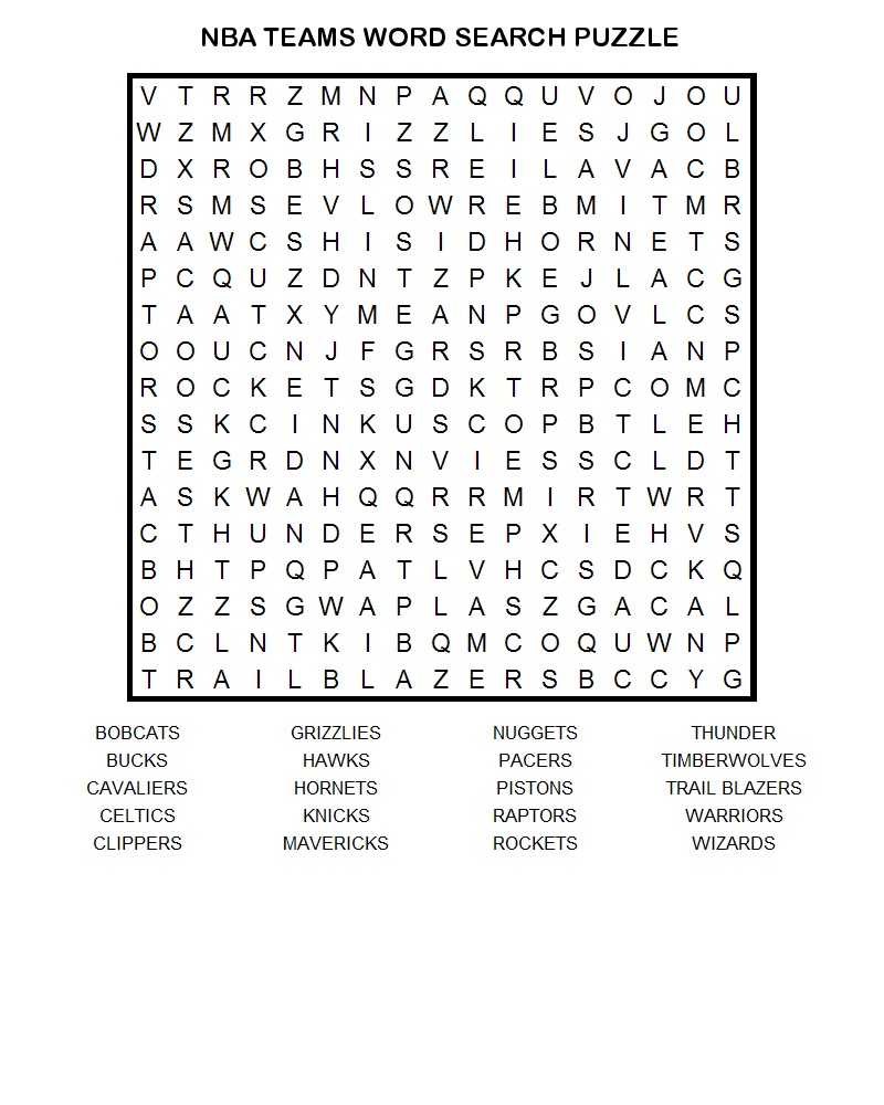 Printable Word Searches Sports
