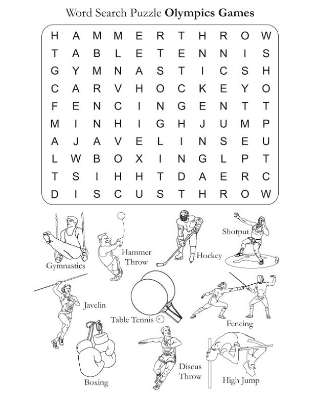 sports word searches olympics