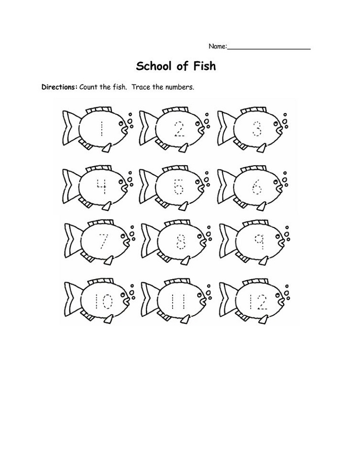 traceable numbers worksheets fish