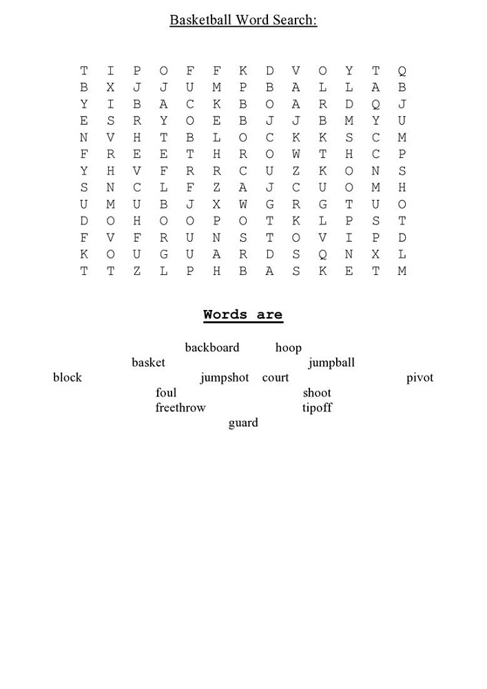 basketball word search free