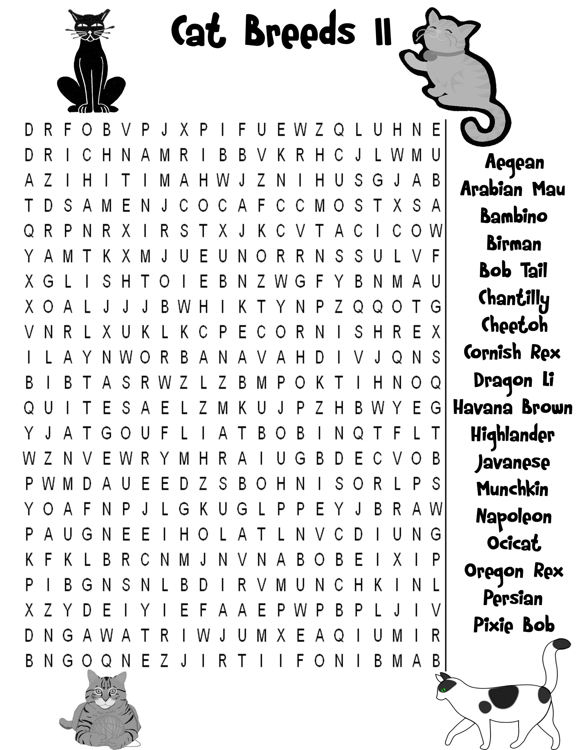 Cat Word Search To Print Activity Shelter Cat Word Search To Print Activity Shelter