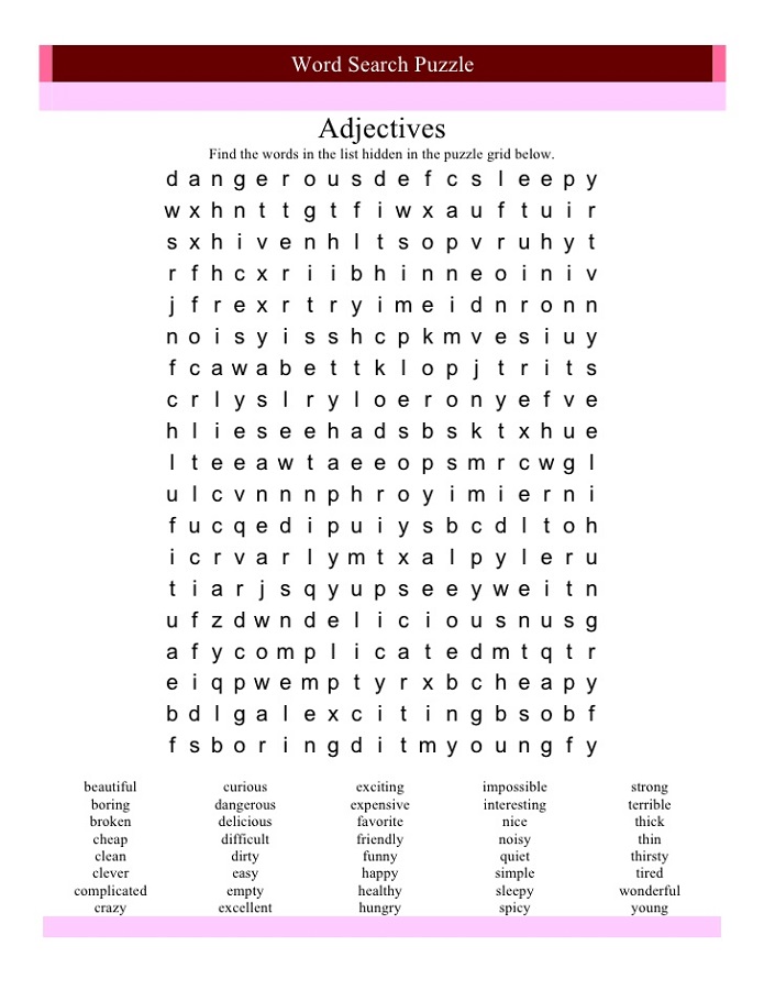 character traits word search worksheet