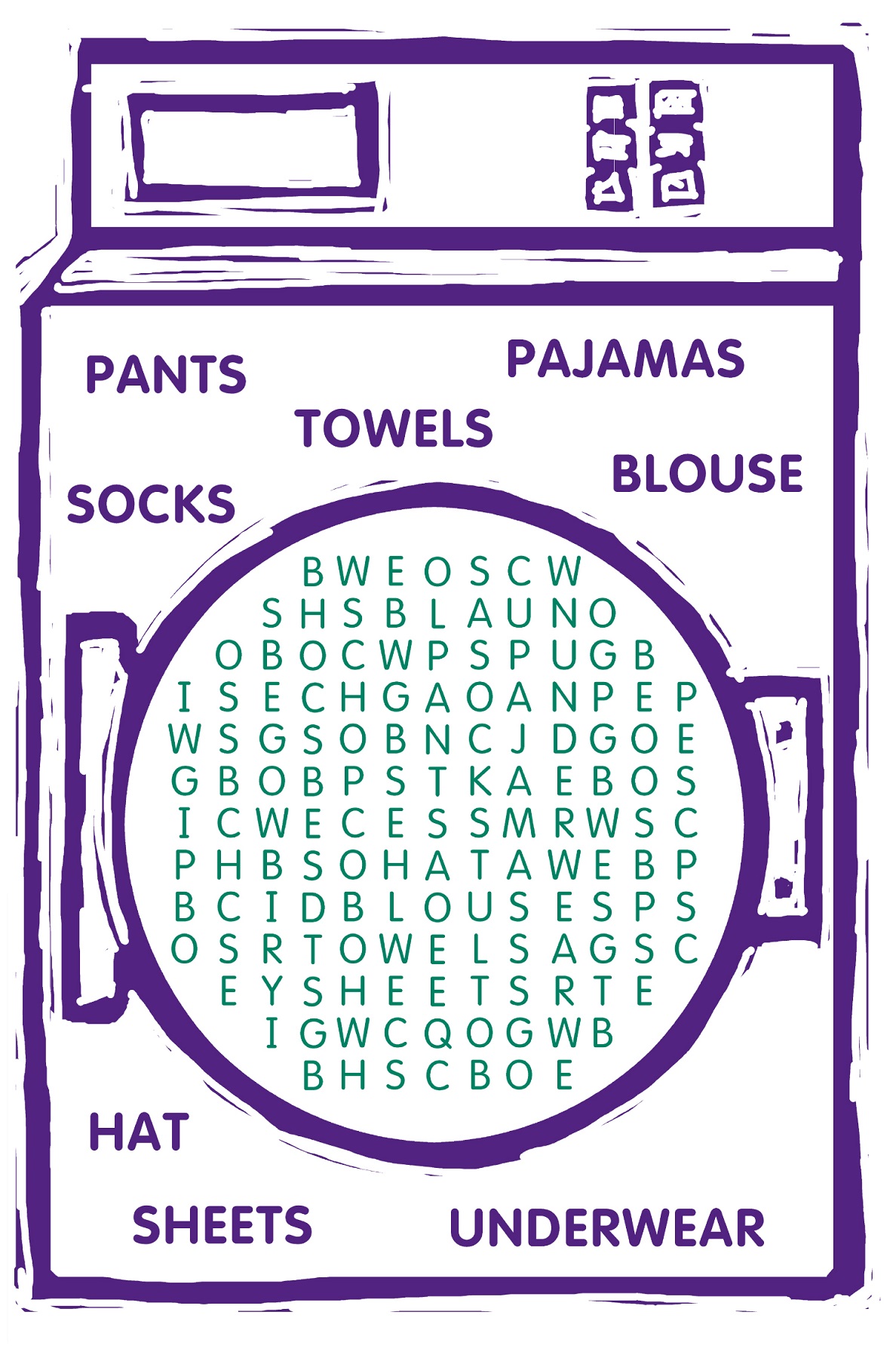 children word search washing