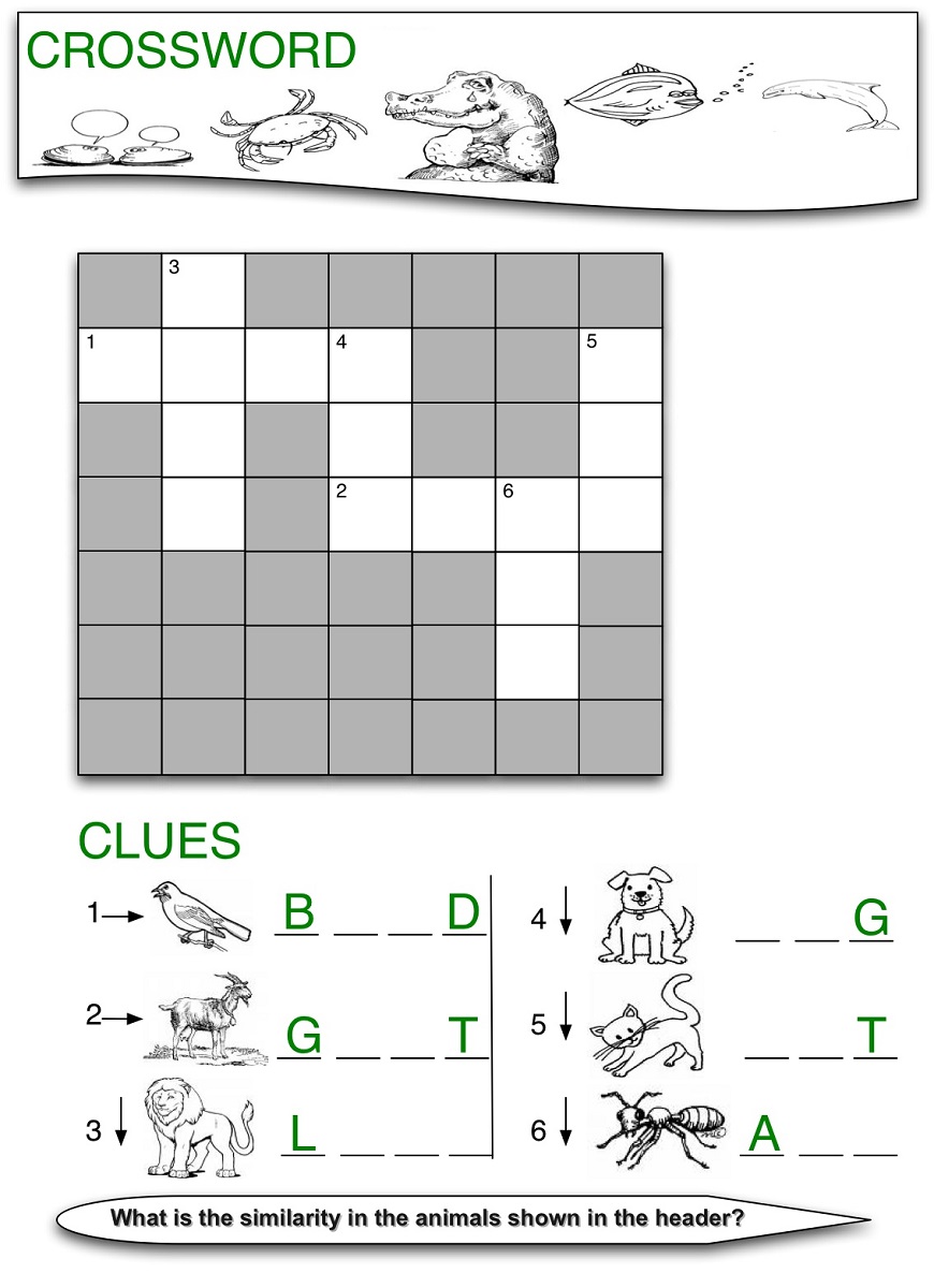 childrens crossword puzzles free