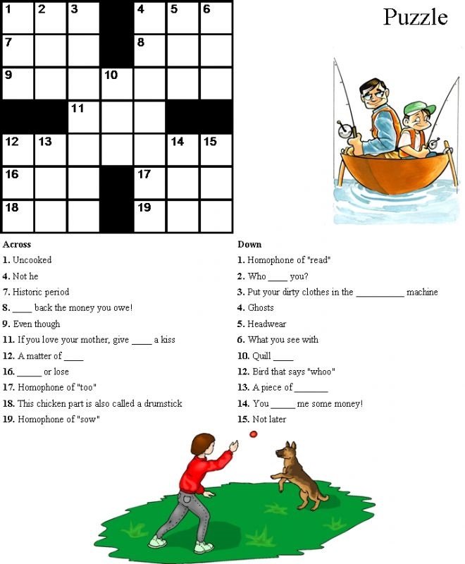 childrens crossword puzzles simple