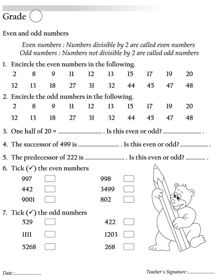 even and odd numbers worksheet for kids