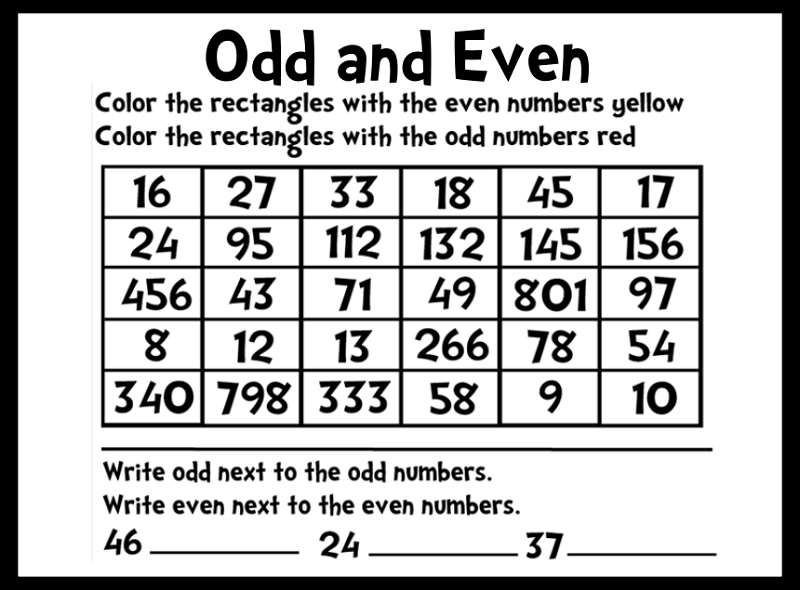 even and odd numbers worksheet free