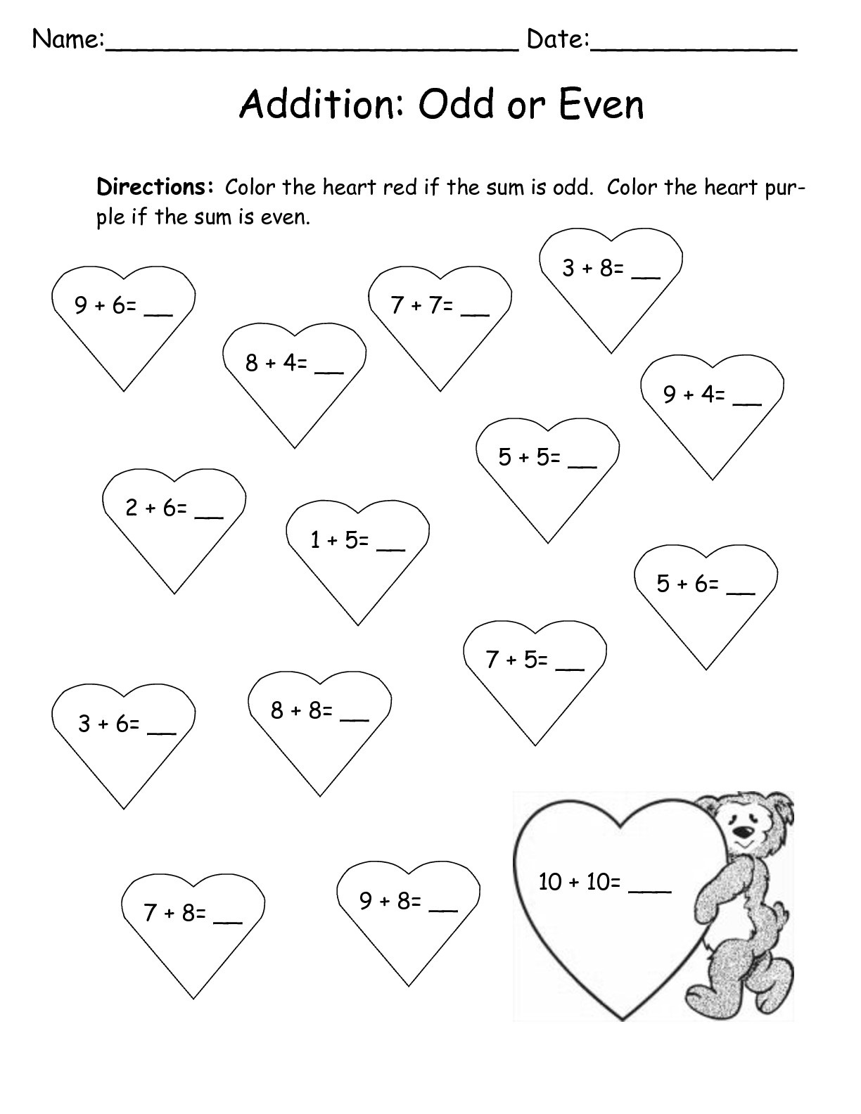 even and odd worksheets love