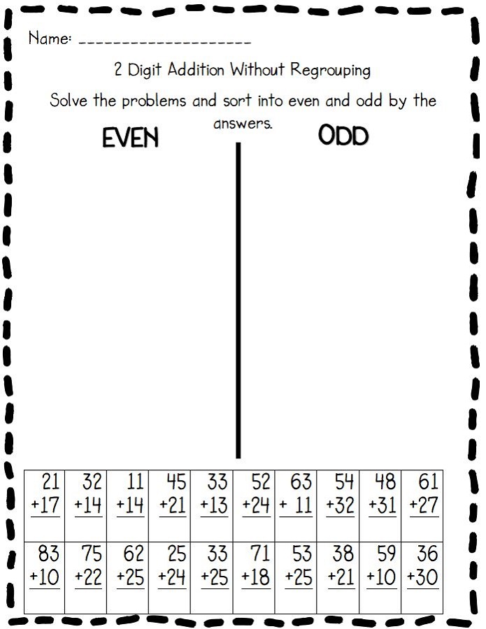 Odds And Even Worksheet