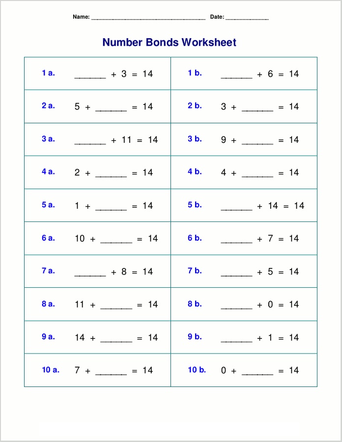 number 14 worksheet bond