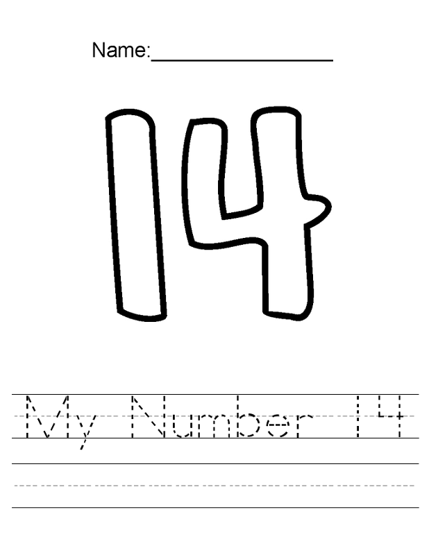 number 14 worksheet for kids