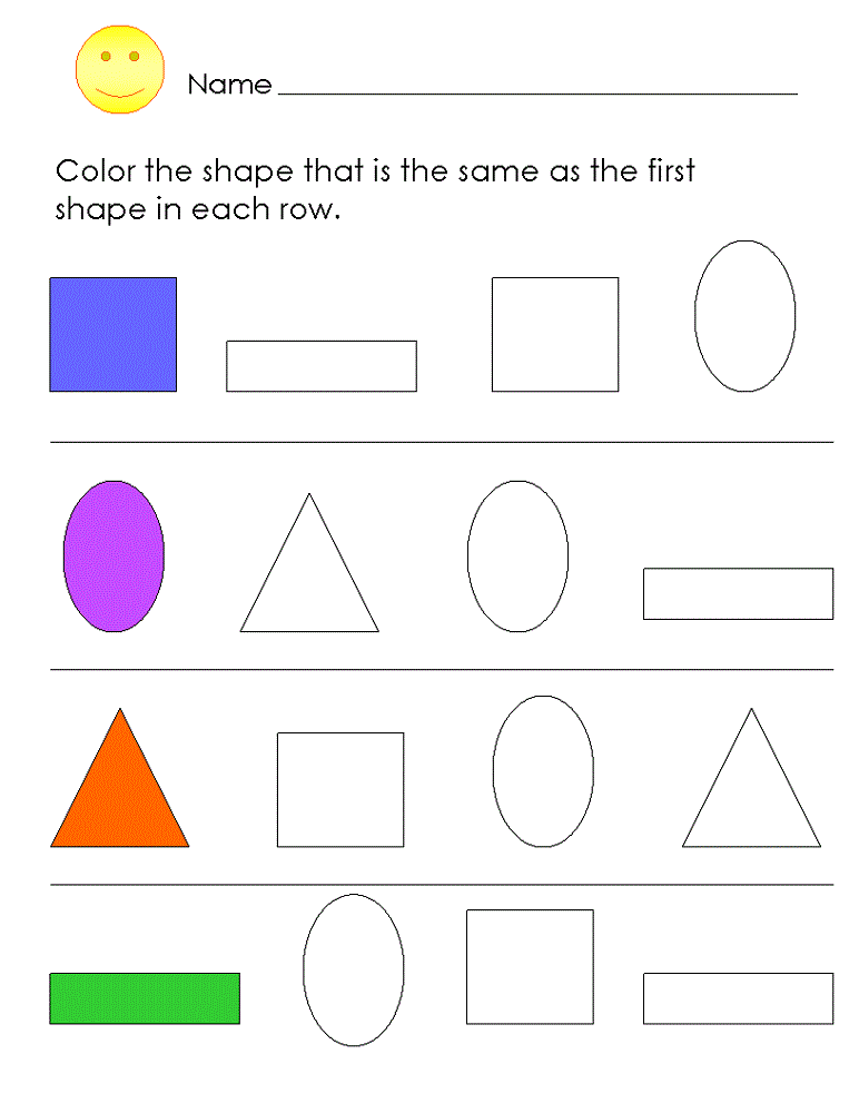 pre k shapes worksheets coloring