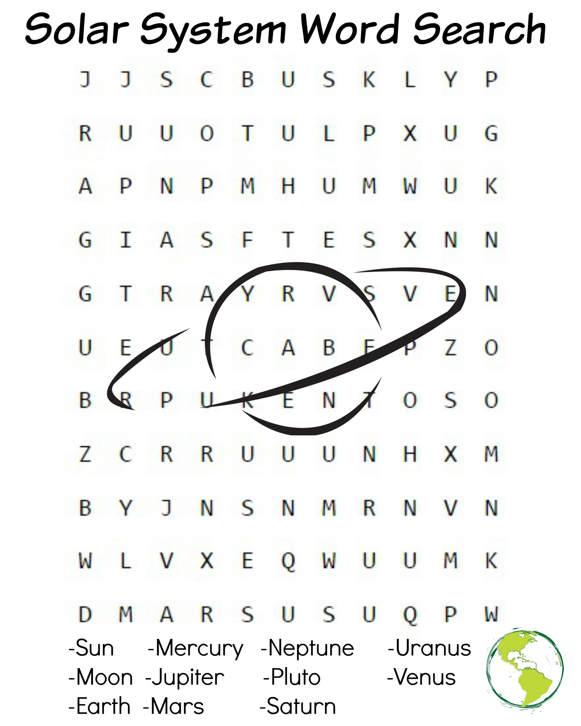 solar system wordsearch planets