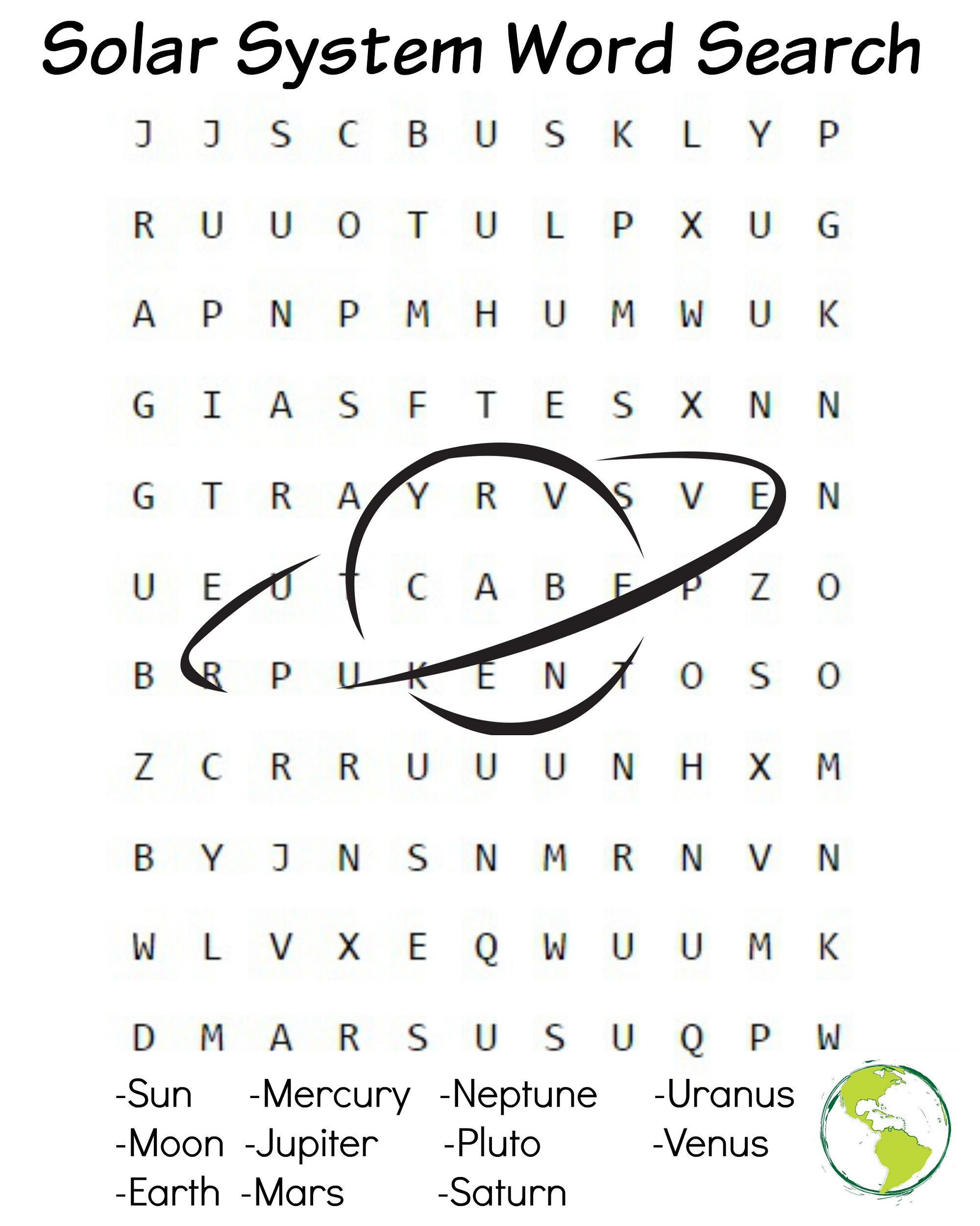 Solar System Word Search Free Printable