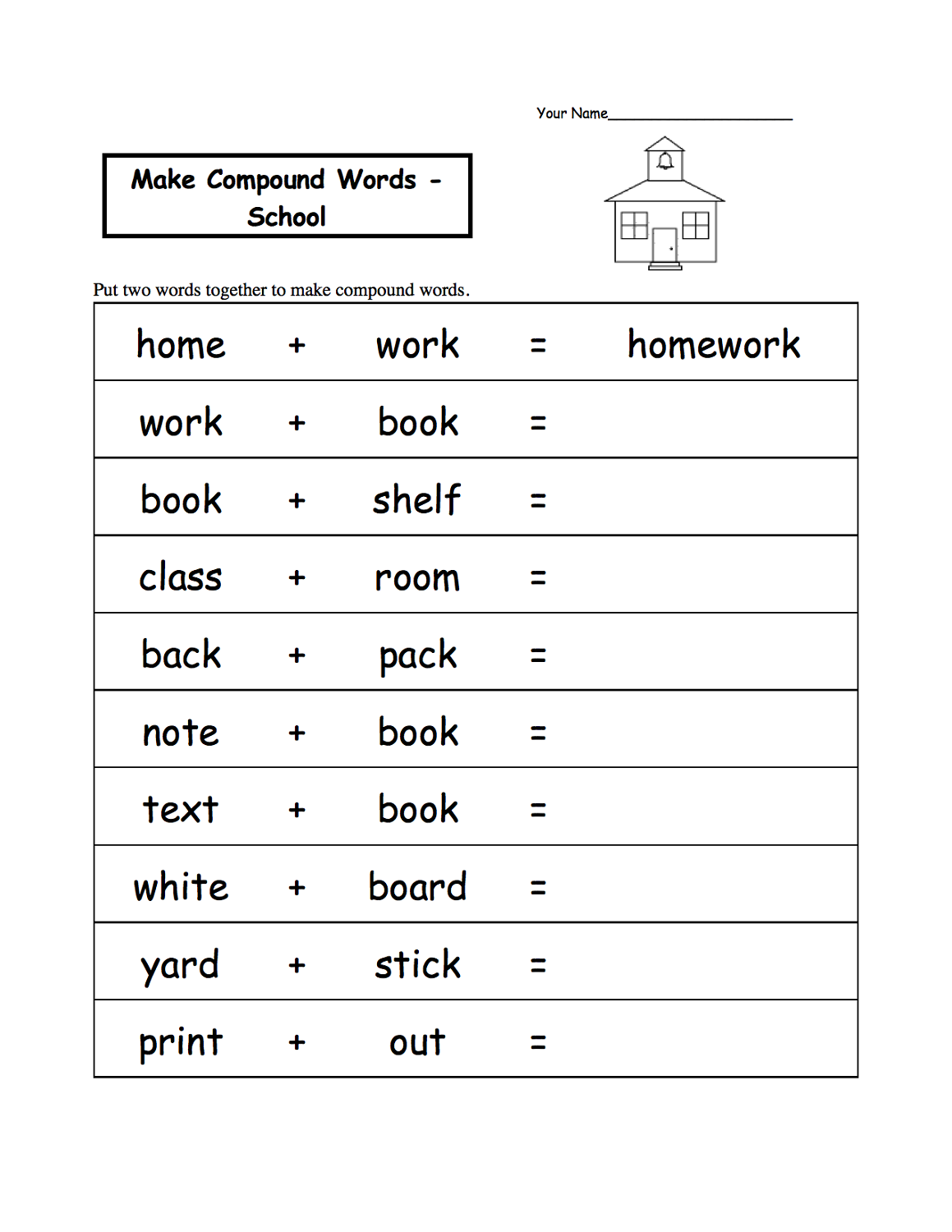 word games worksheets compound