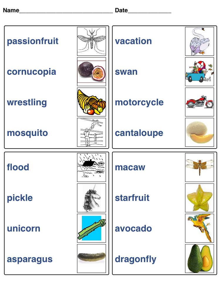 word games worksheets picture