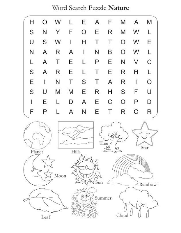 word search for children nature
