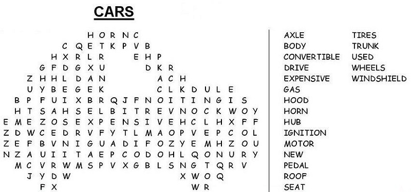 car word search free