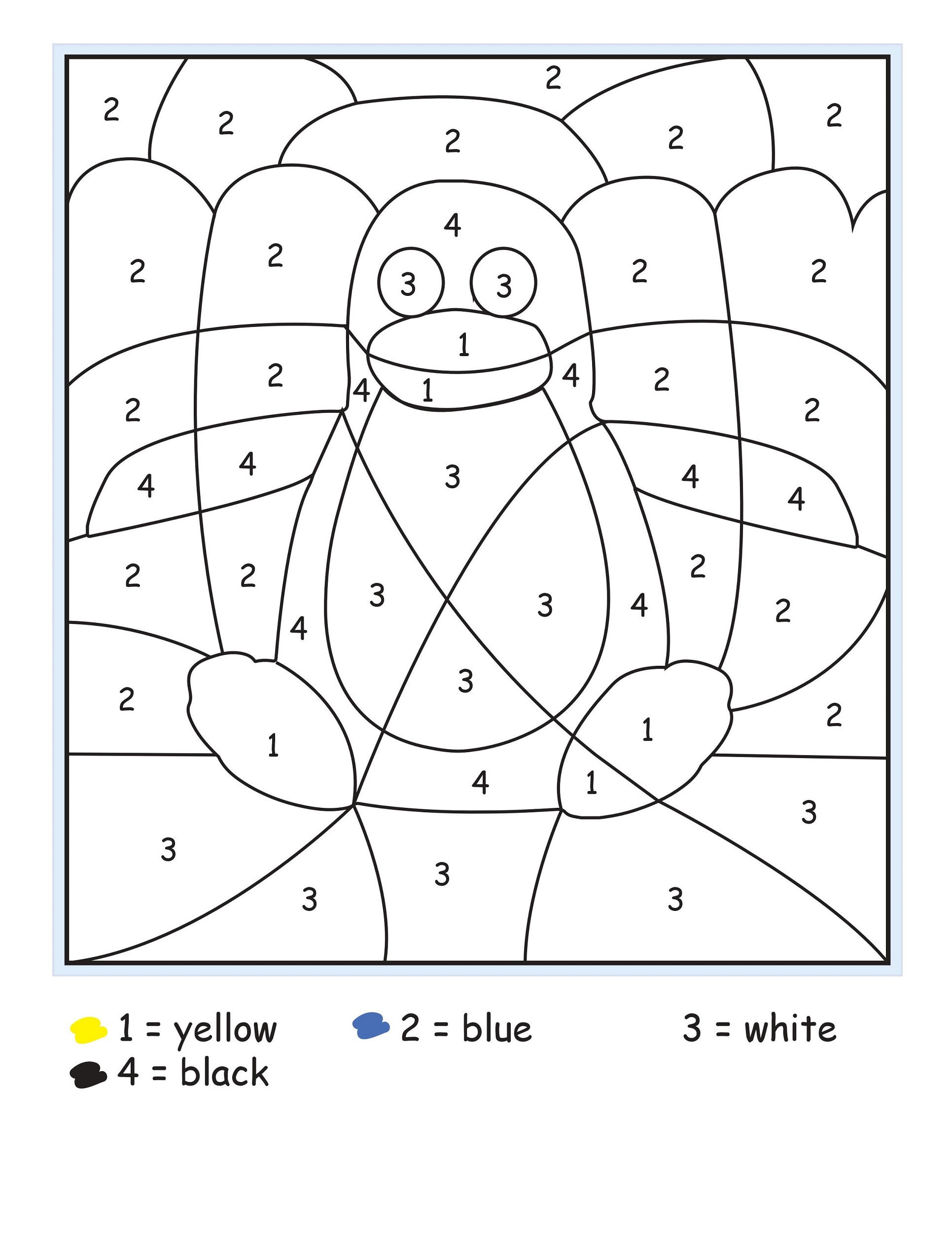 color by number sheets winter