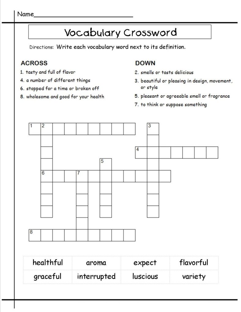 Crossword Puzzles for 5th Graders Activity Shelter