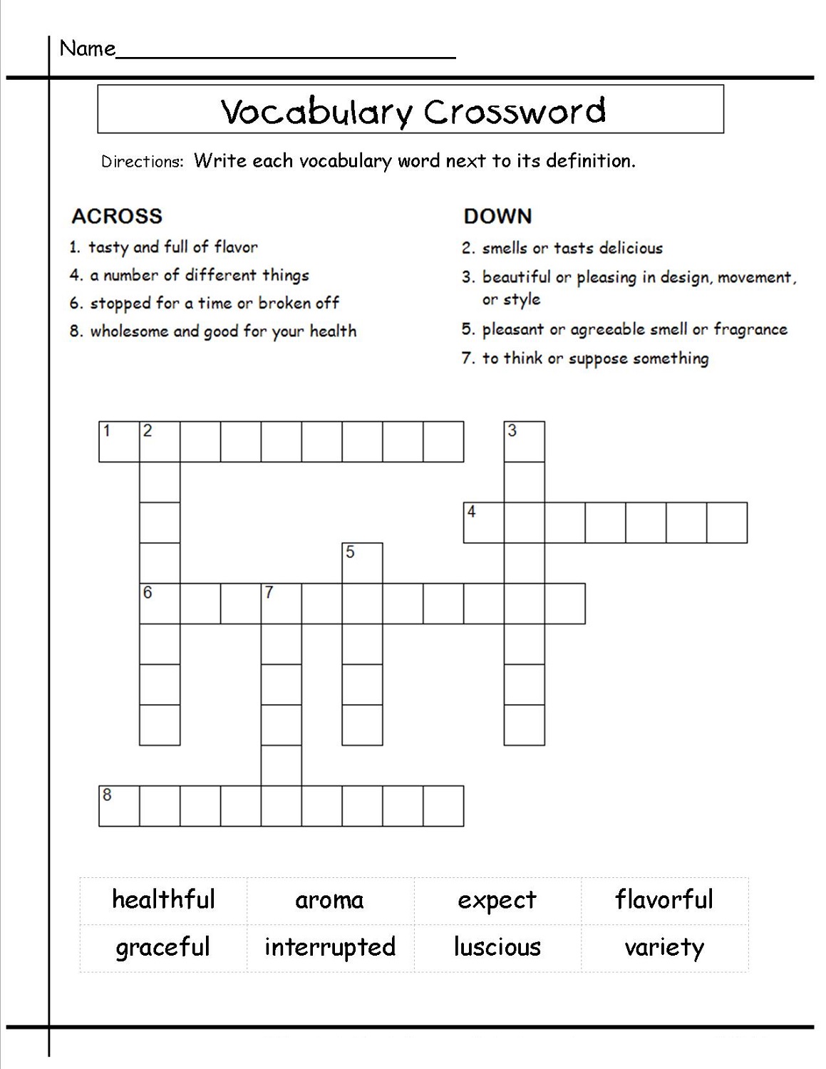 Crossword Puzzles For 5th Graders Activity Shelter Multiplication 