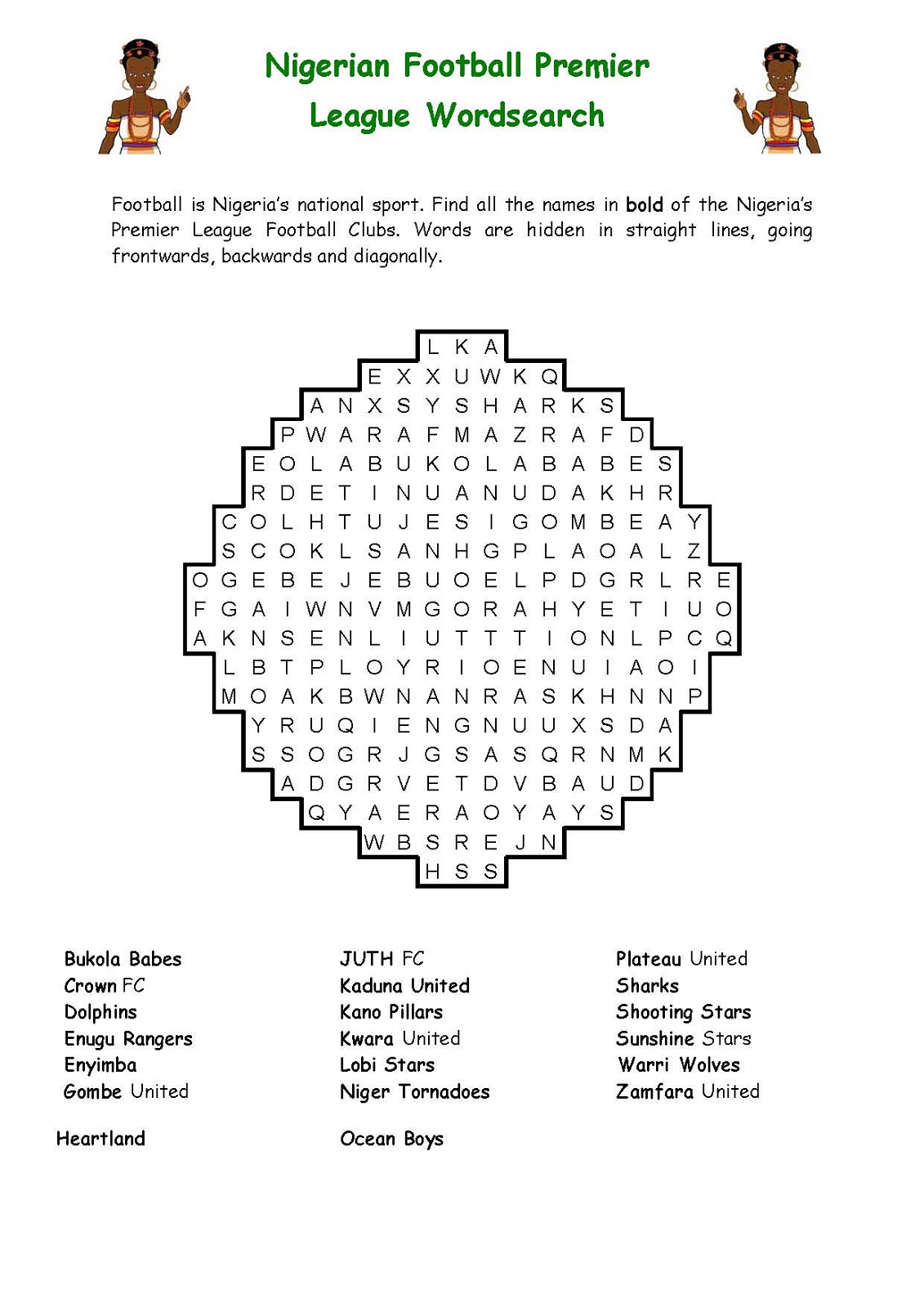 football word search nigerian