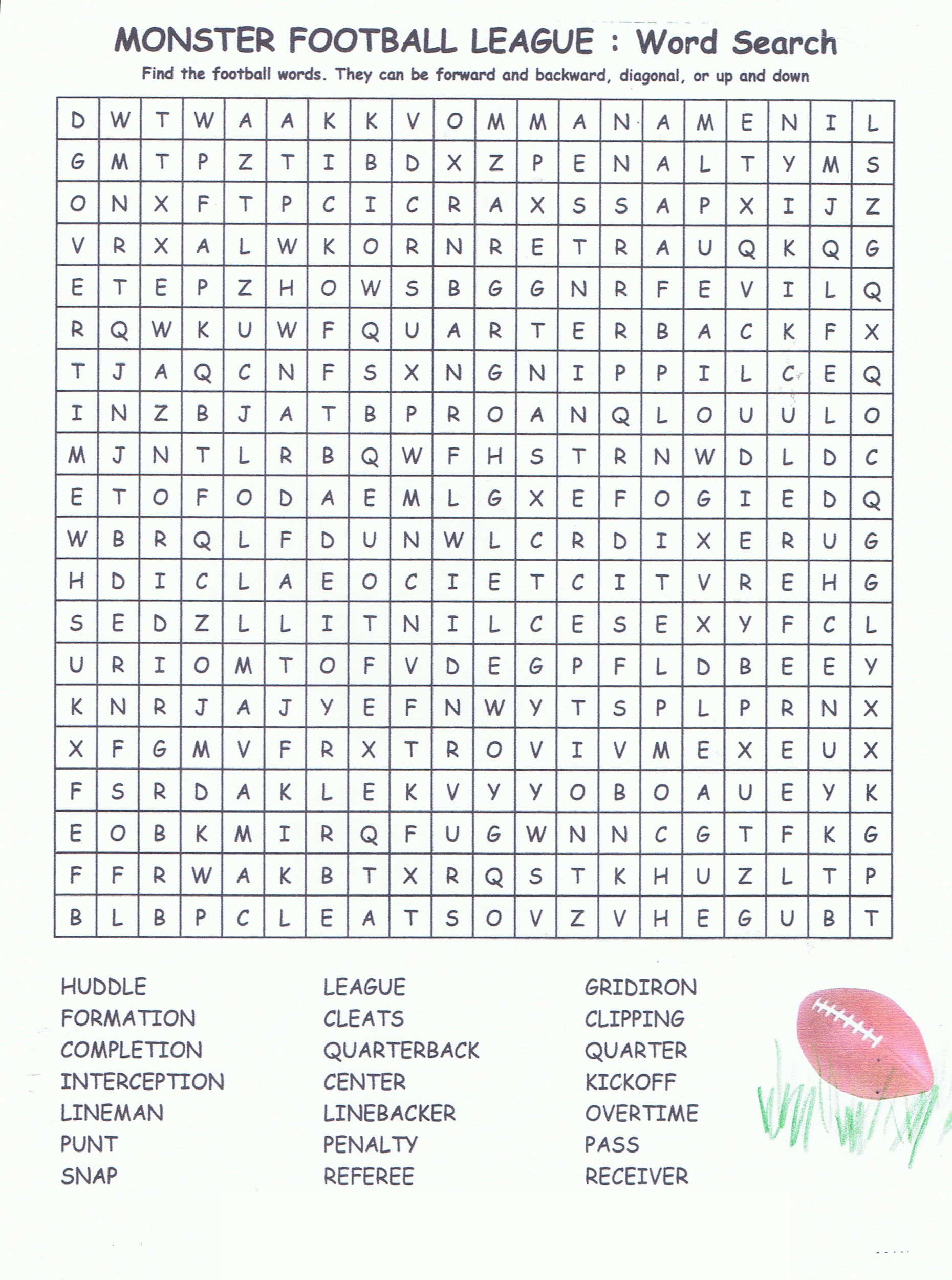 football word search printable