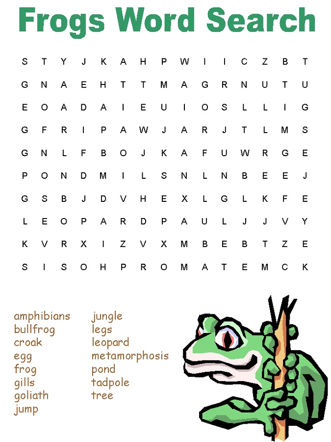 frog word search green