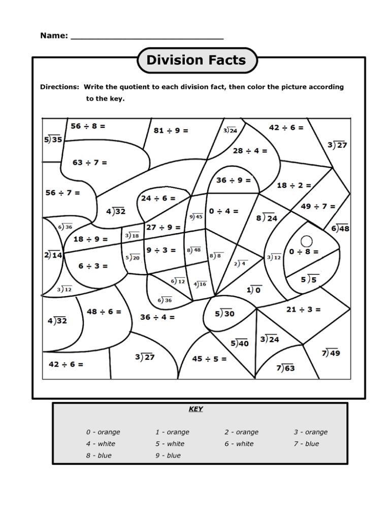 hard color by number worksheets division