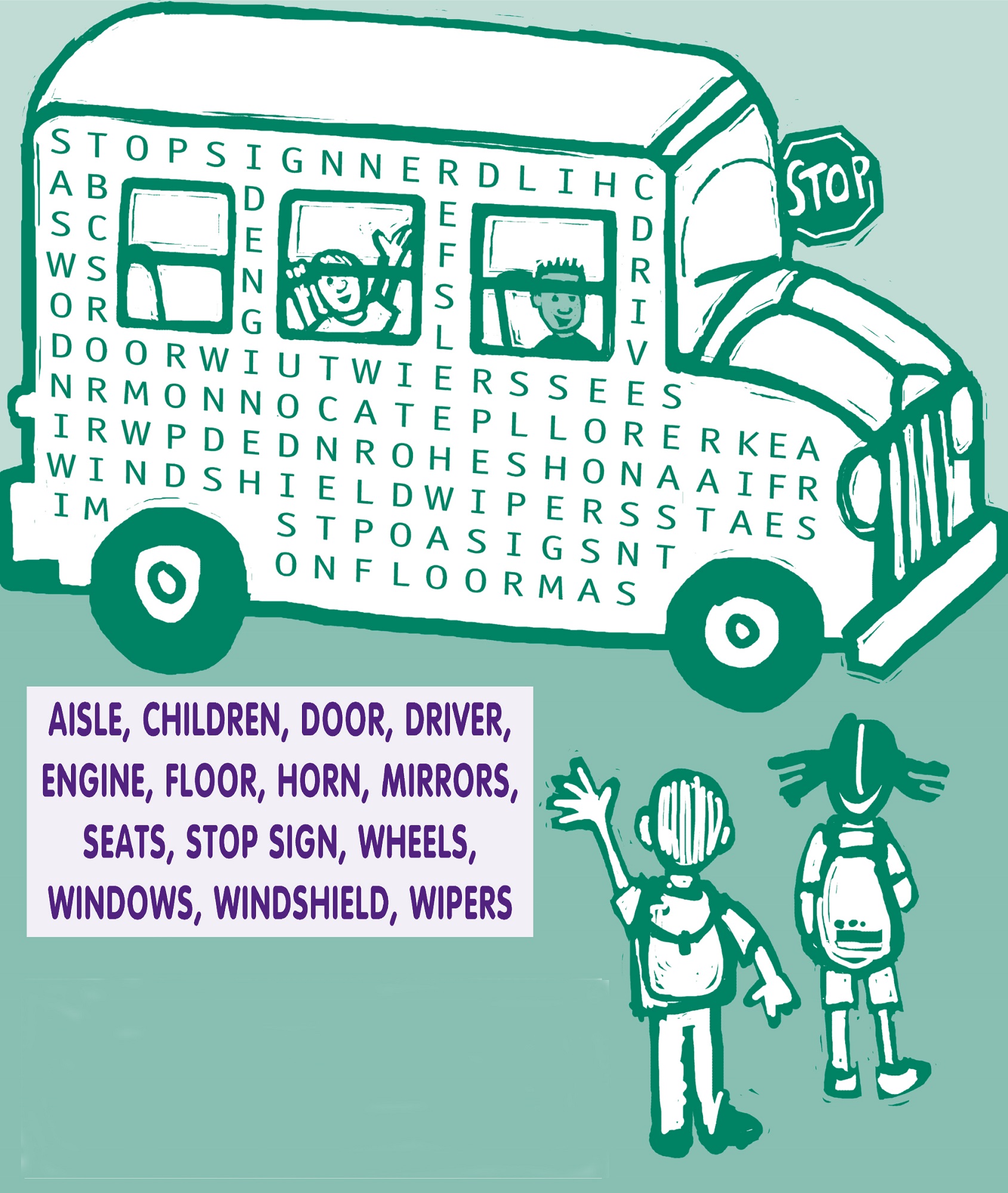 kids word searches bus