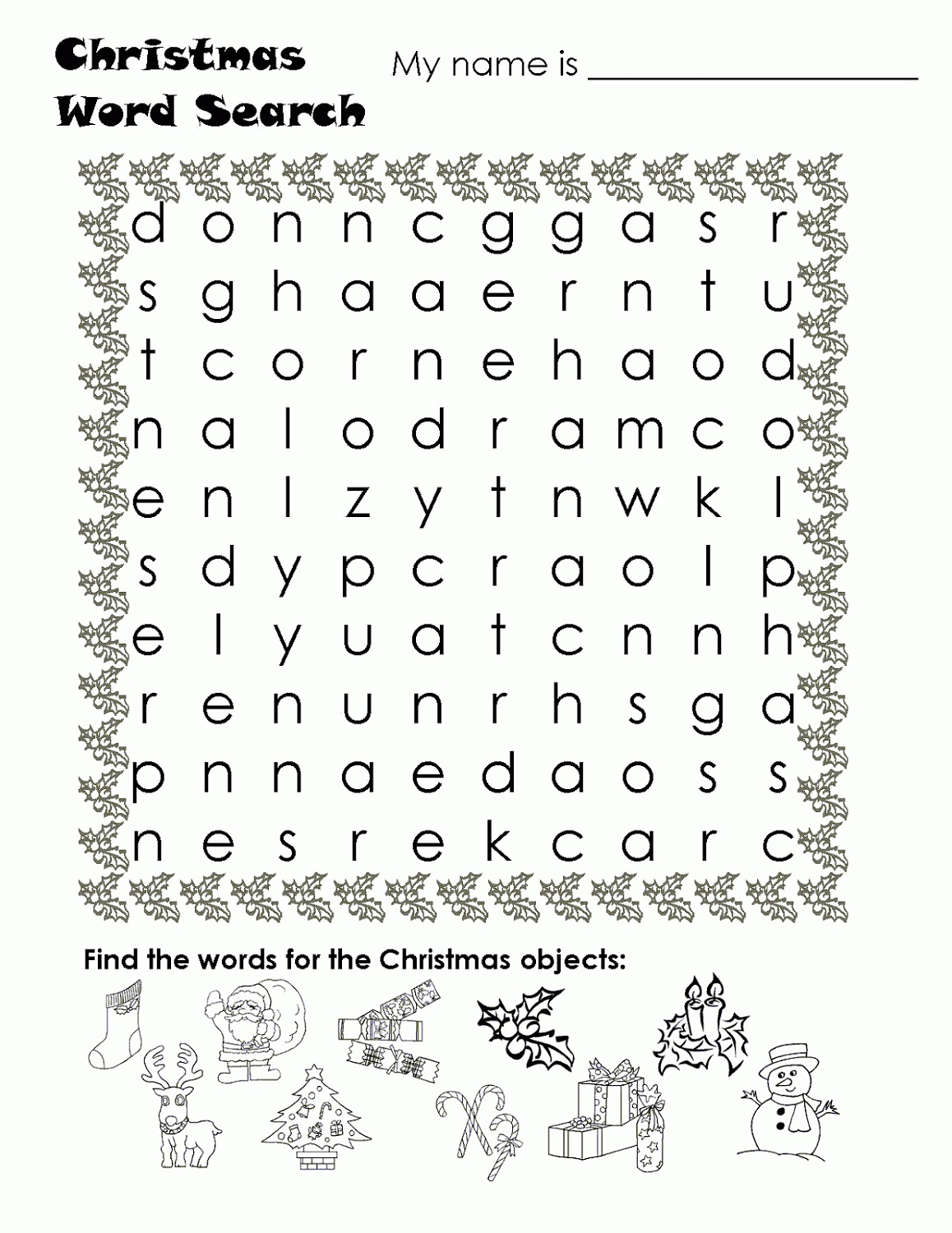 kids word searches christmas