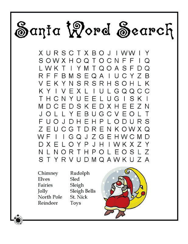 kids word searches santa