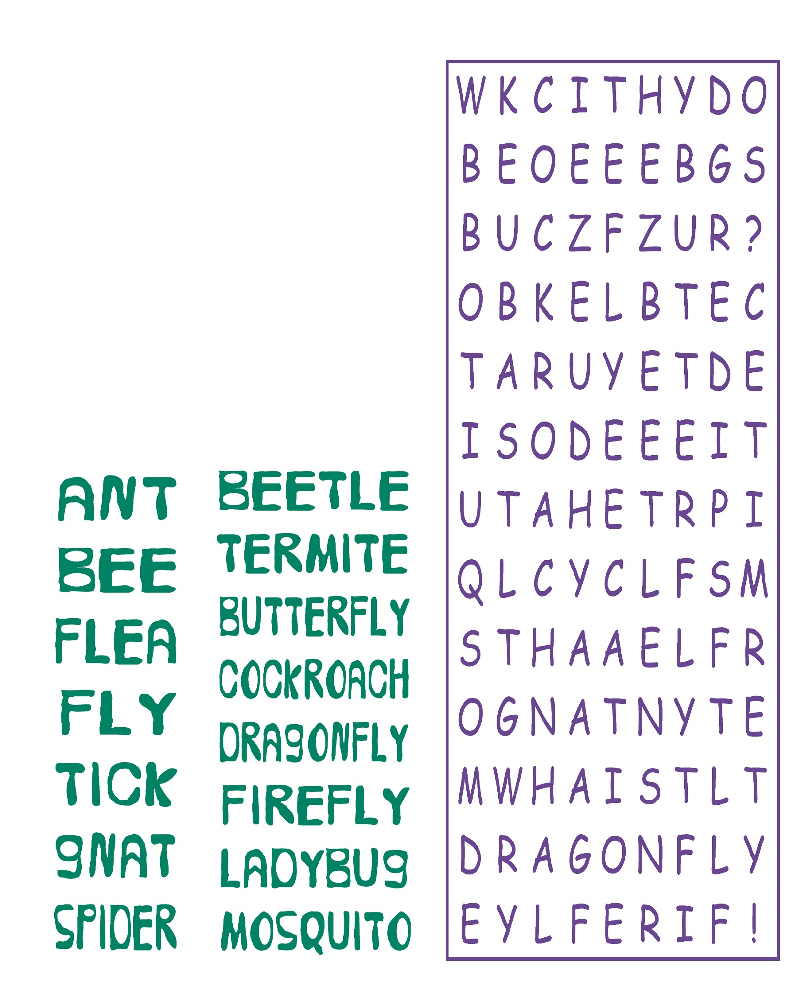 kids word searches simple