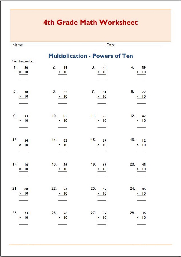 multiples of 10 worksheet easy