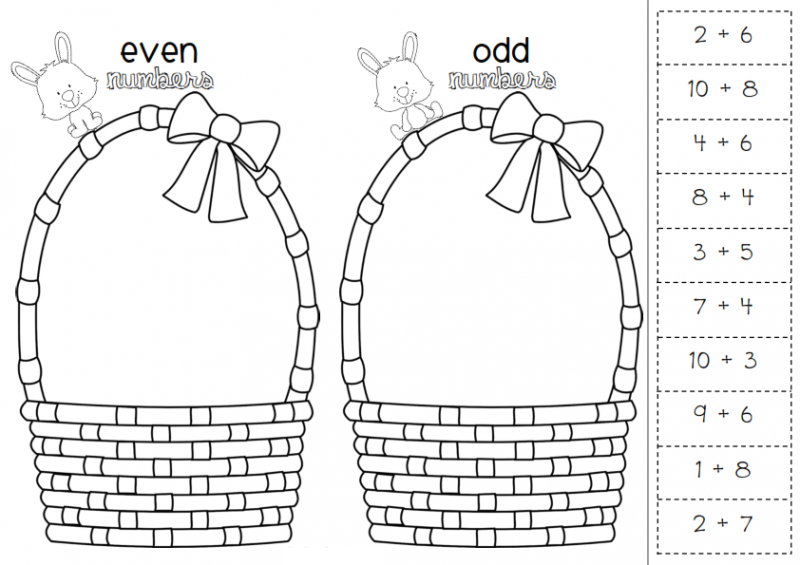 odd even worksheets easter