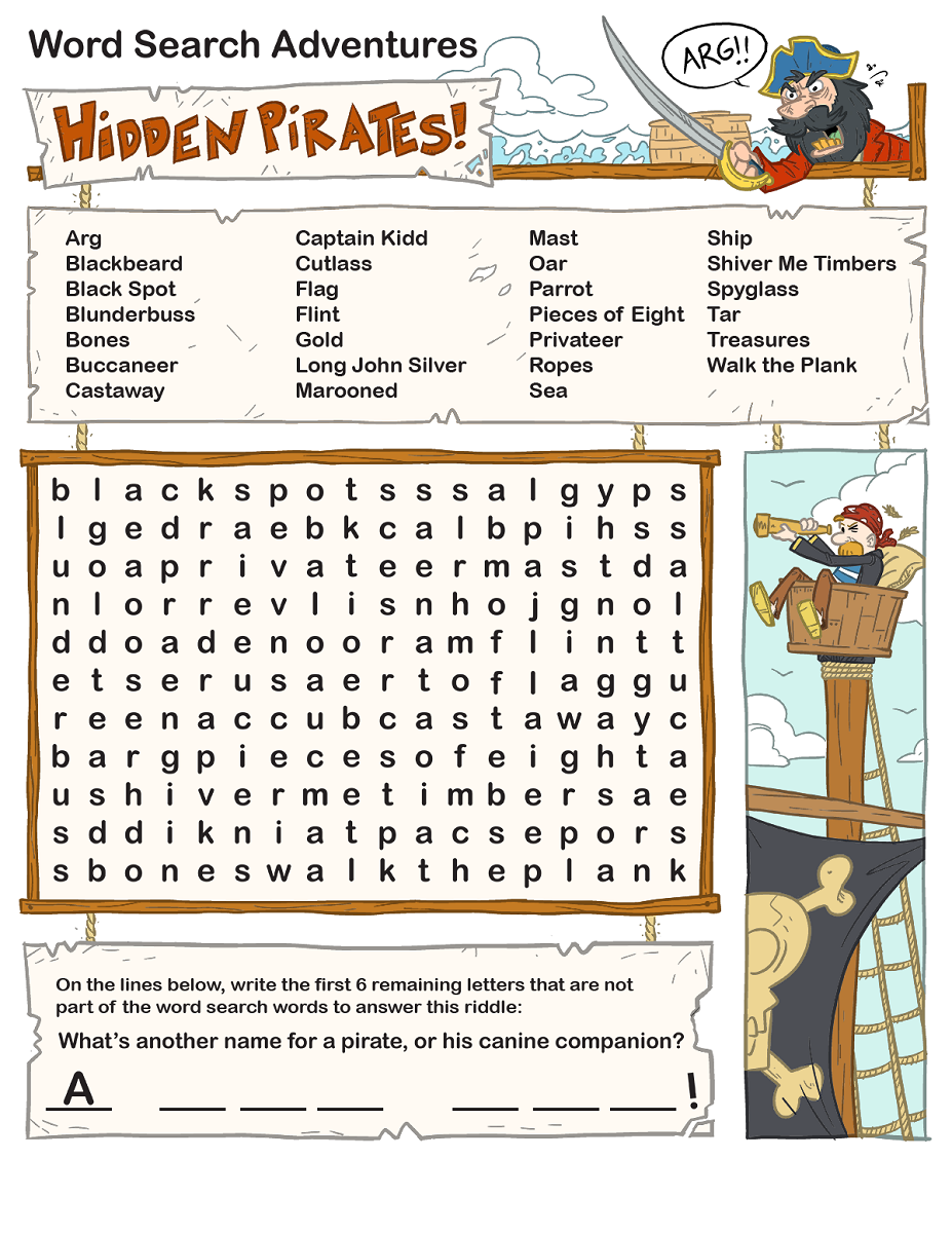 pirate word search puzzle